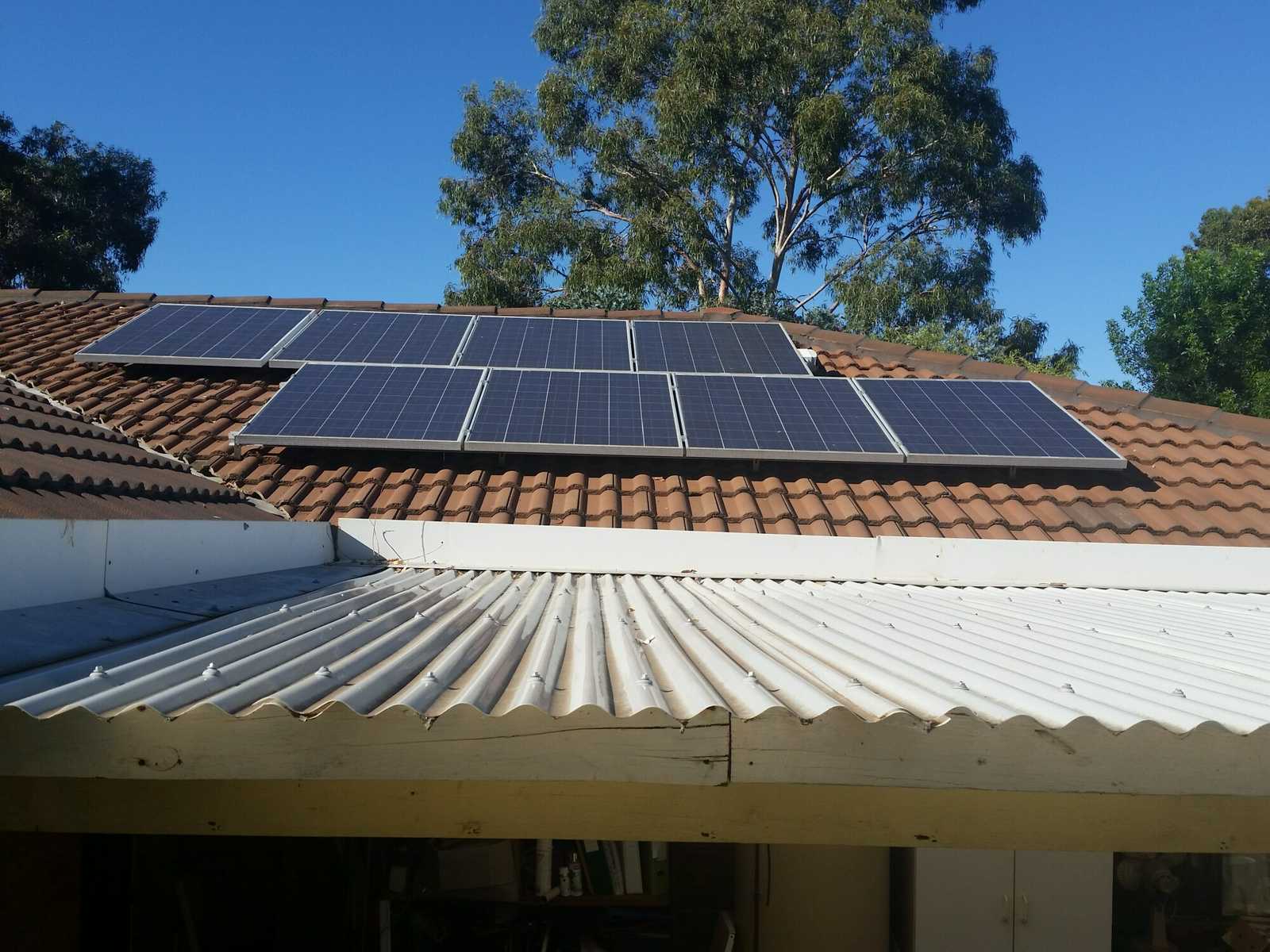 Rooftop solar panels on a tiled roof