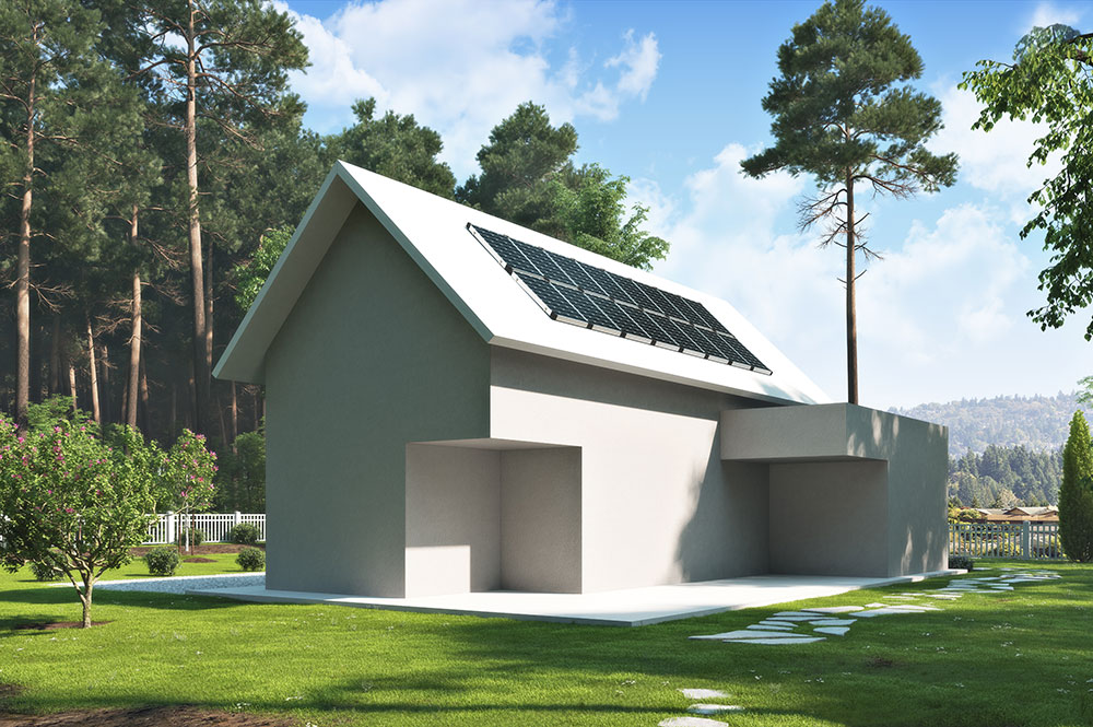 New home concept with solar panel design