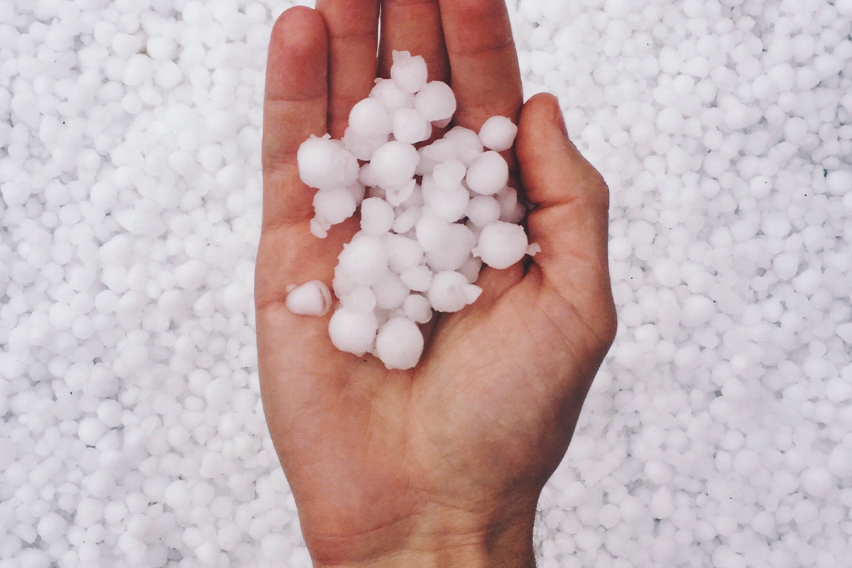 Hand hold hail stones